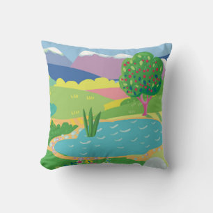 Cojín Decorativo Paisaje tropical de verano. Hola, verano