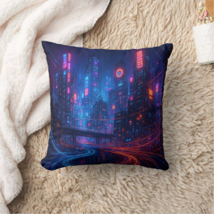 Cojín Decorativo Paisaje urbano de fibra óptica