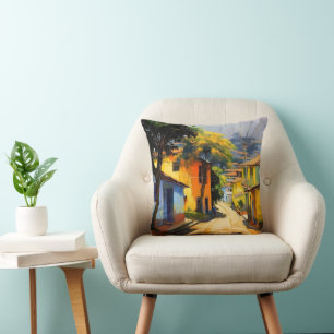 Cojín Decorativo Paisaje urbano de Latino Town al estilo Impresioni