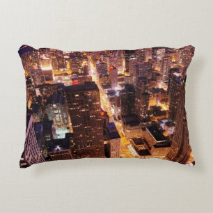Cojín Decorativo Paisaje urbano en la noche de Chicago