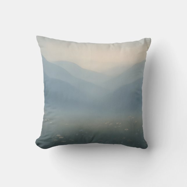 Cojín decorativo paisajístico de las montañas Mist (Anverso)
