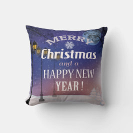 Cojín decorativo paisajístico de navidad nevada