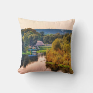 Cojín decorativo paisajístico rural de otoño