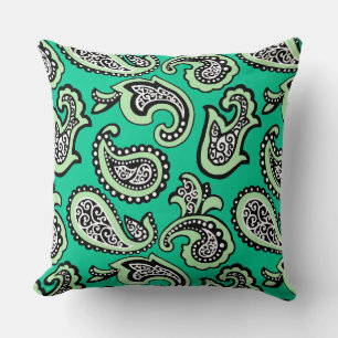 Cojín Decorativo Paisley Atemporal sobre Fondo Verde