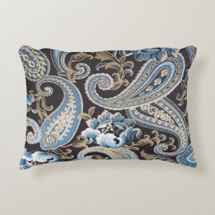 Cojín Decorativo Paisley azul marrón vintage