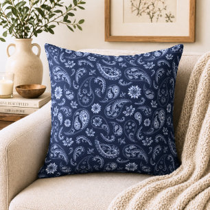 Cojín Decorativo Paisley Azul Oscuro