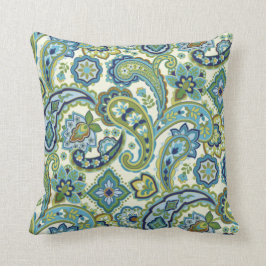 Cojín Decorativo Paisley azul y verde