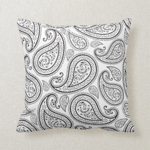 Cojín Decorativo Paisley blanco y negro de Moda moderna
