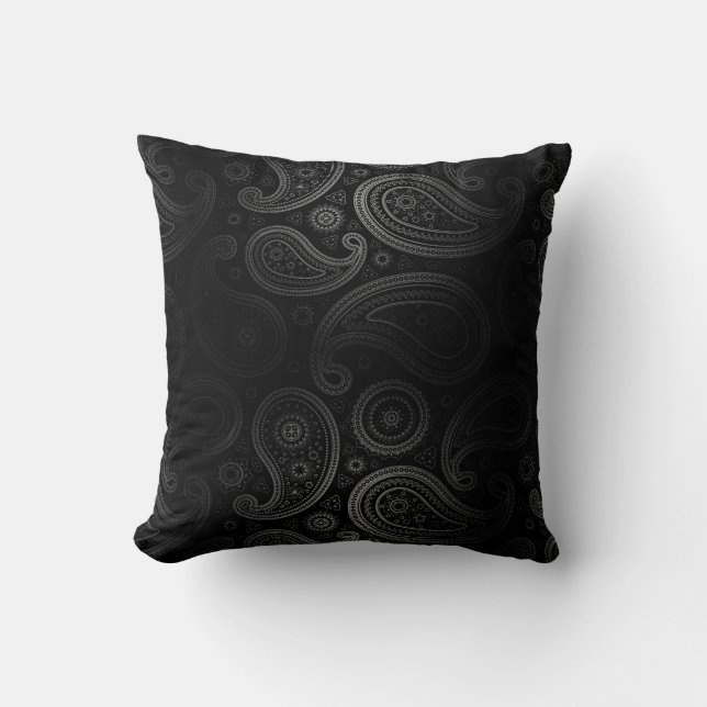 Cojín Decorativo Paisley Deluxe| carbón negro (Anverso)