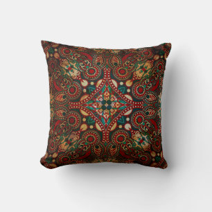 Cojín Decorativo Paisley floral ornamental tradicional grunge de ba
