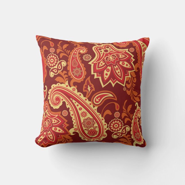 Cojín Decorativo Paisley, flores: patrón ornamental sin costura (Anverso)