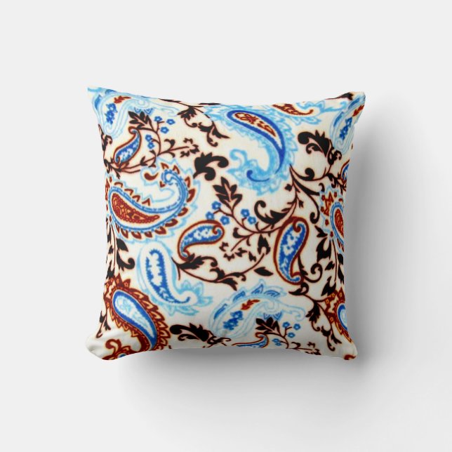 Cojín Decorativo Paisley Mocha Blue (Anverso)