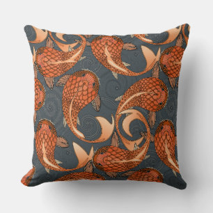 Cojín Decorativo paisley pescado gris oscuro