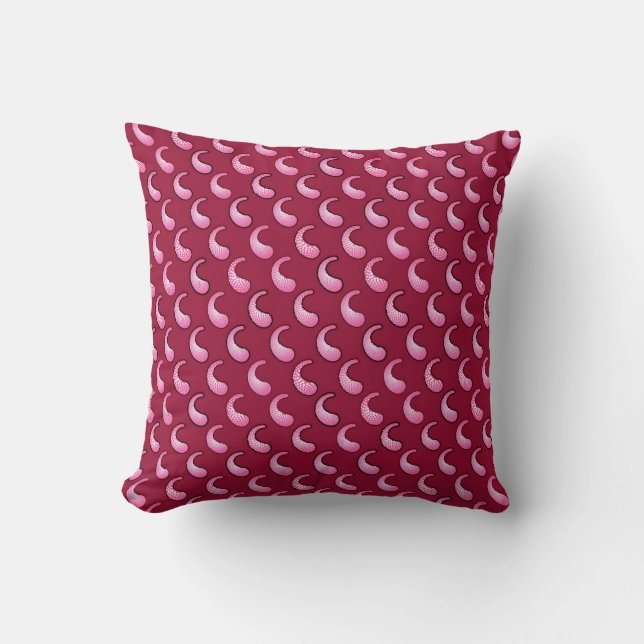 Cojín Decorativo Paisley rosa sobre burdeos (Anverso)