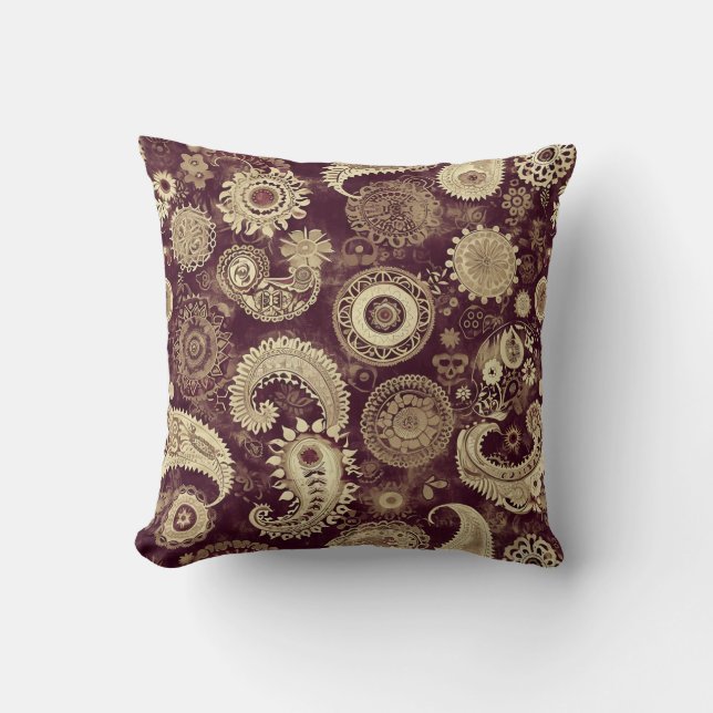 Cojín decorativo Paisley Steampunk (Anverso)