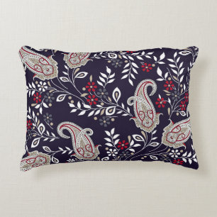 Cojín Decorativo Paisley tradicional india, patrón sin fisuras.