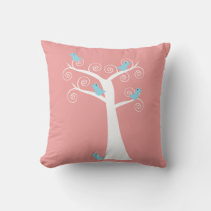 Cojín Decorativo Pajaritos Azules en un Árbol