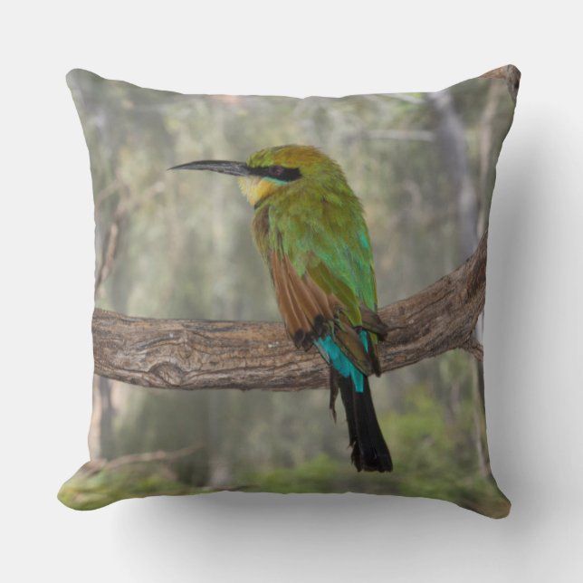 Cojín Decorativo Pájaro abejaruco arcoíris, Australia (Anverso)