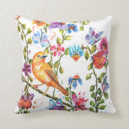 Cojín Decorativo Pájaro amarillo de la acuarela