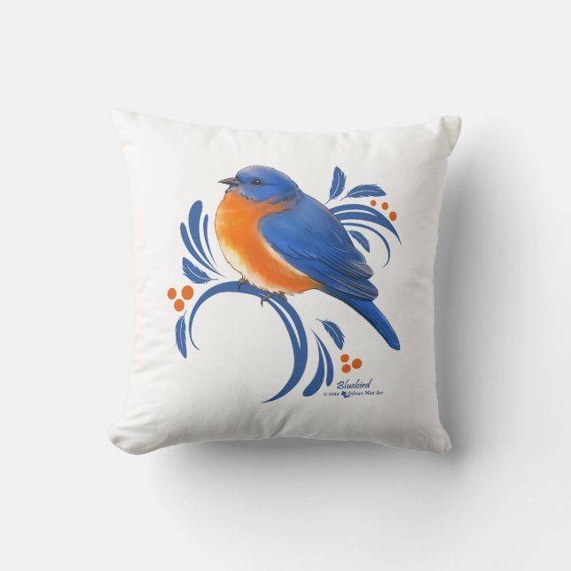 Cojín Decorativo Pájaro azul (Anverso)
