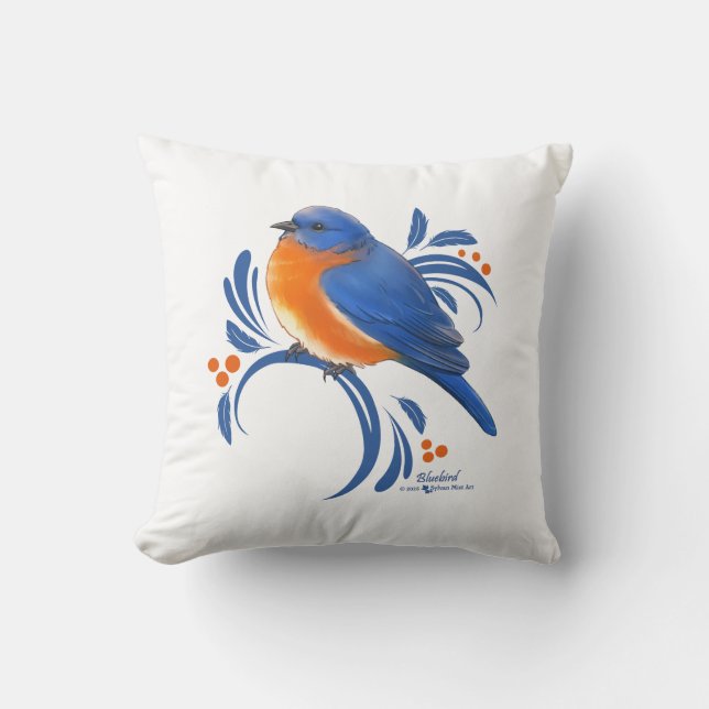 Cojín Decorativo Pájaro azul (Anverso)