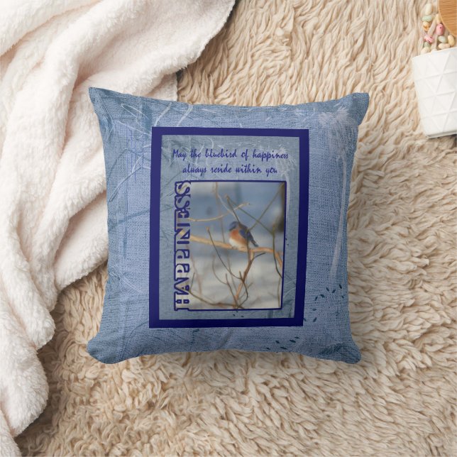 Cojín Decorativo Pájaro Azul De La Felicidad Inspirador (Manta)