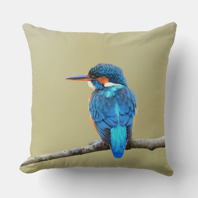 Cojín Decorativo Pájaro azul del martín pescador (Anverso)