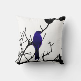 Cojín Decorativo Pájaro azul en árbol negro