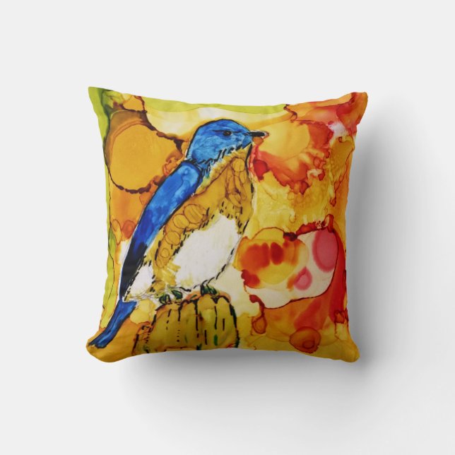 Cojín Decorativo Pájaro azul en otoño (Anverso)