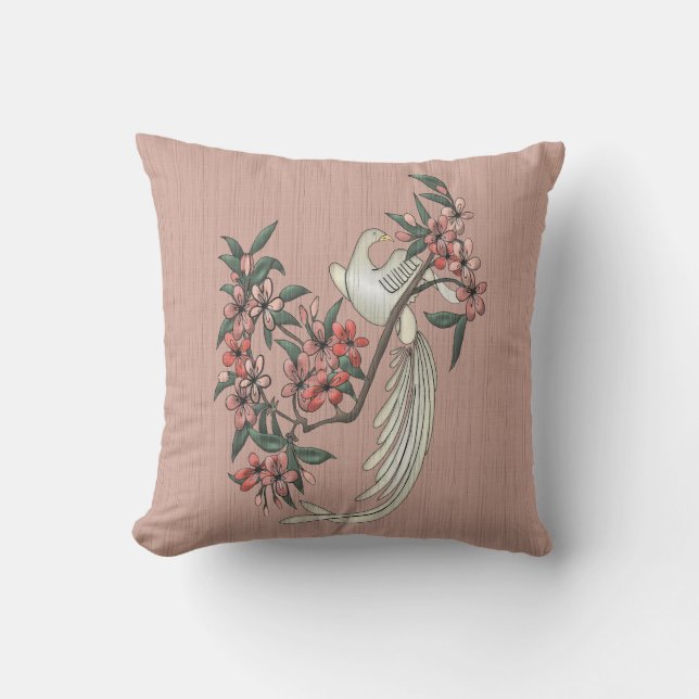 Cojín Decorativo Pájaro blanco derecho - Flores de cerezo 2 cuchara (Anverso)