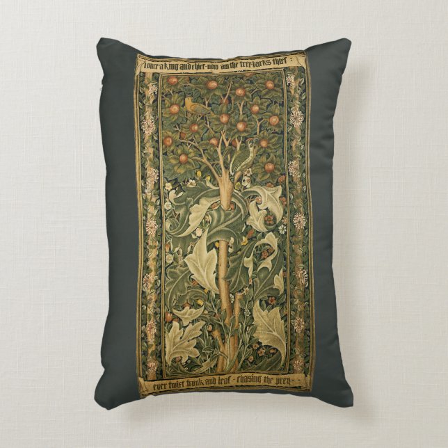 Cojín Decorativo Pájaro Carpintero de William Morris, Arte Textil V (Frente (Vertical))