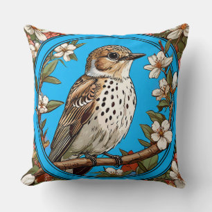 Cojín Decorativo Pájaro Colorido con Marco Floral