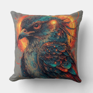 Cojín Decorativo Pájaro con Colores Ígneos y Contraste Intenso