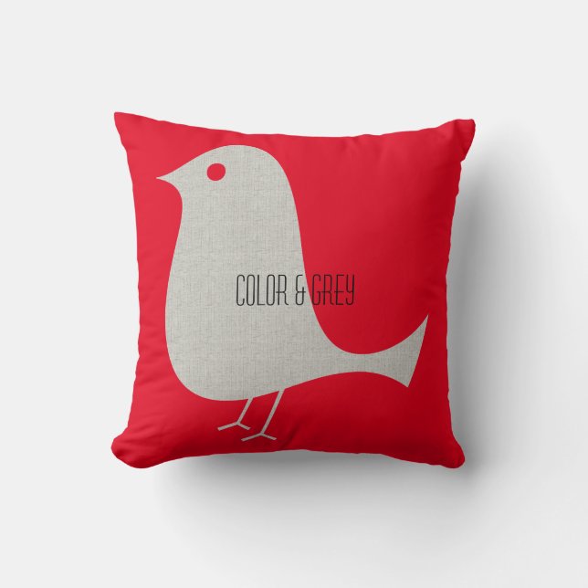 Cojín Decorativo Pájaro con textura gris bonito (Anverso)