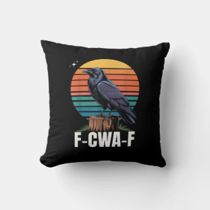 Cojín Decorativo Pájaro Cuervo Gracioso Retro F-Caw-F