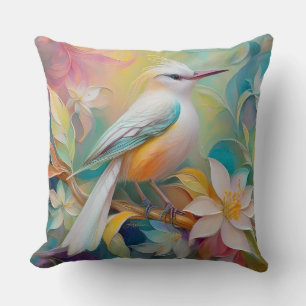 Cojín Decorativo Pájaro de fantasía con grupa dorada copetuda