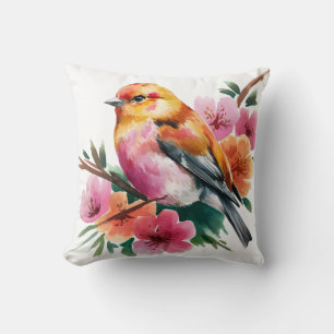 Cojín Decorativo Pájaro de Flor Rosa