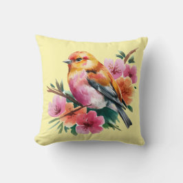 Cojín Decorativo Pájaro de Flor Rosa