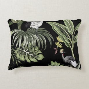 Cojín Decorativo Pájaro de grulla vintage tropical, palmeras, prohi
