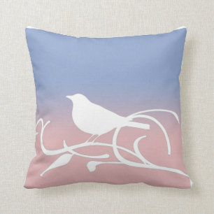 Cojín Decorativo Pájaro de la serenidad azul y del cuarzo color de