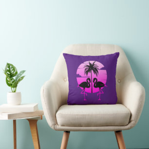 Cojín Decorativo Pájaro de Silhouette rosa Flamingos