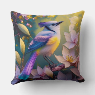Cojín Decorativo Pájaro Fantasía de Pecho Amarillo con Cresta Viole