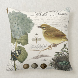 Cojín Decorativo pájaro francés y jerarquía del vintage moderno