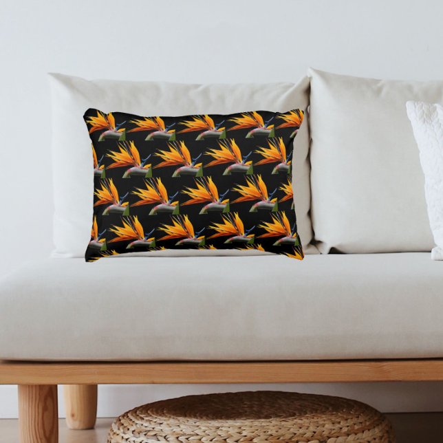 Cojín Decorativo Pájaro naranja del patrón de planta de paraíso en  (In Situ)