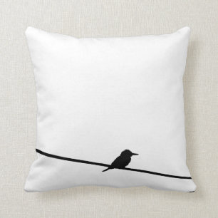 Cojín Decorativo Pájaro negro en un alambre
