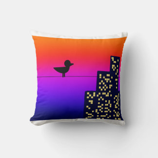 Cojín Decorativo Pájaro pequeño en la ciudad grande