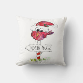 Cojín Decorativo Pájaro Rojo Caprichoso de Navidad