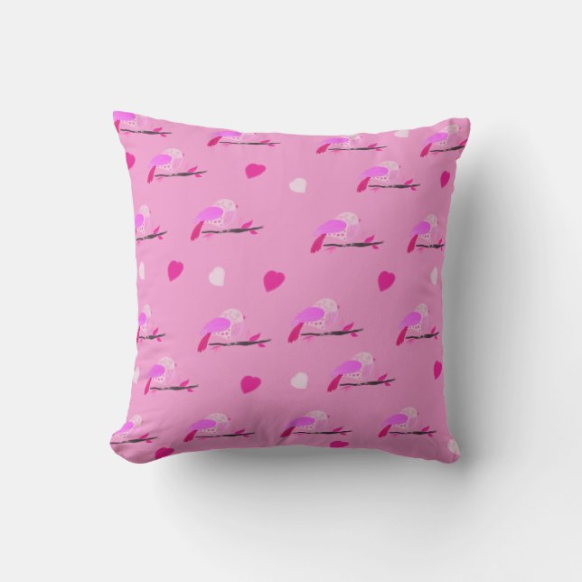 Cojín Decorativo pájaro rosa femenino (Anverso)