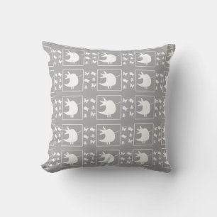 Cojín Decorativo Pájaro Tweety blanco sobre nursery gris para bebé 