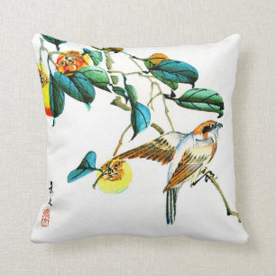 Cojín Decorativo Pájaro y caquis 1892